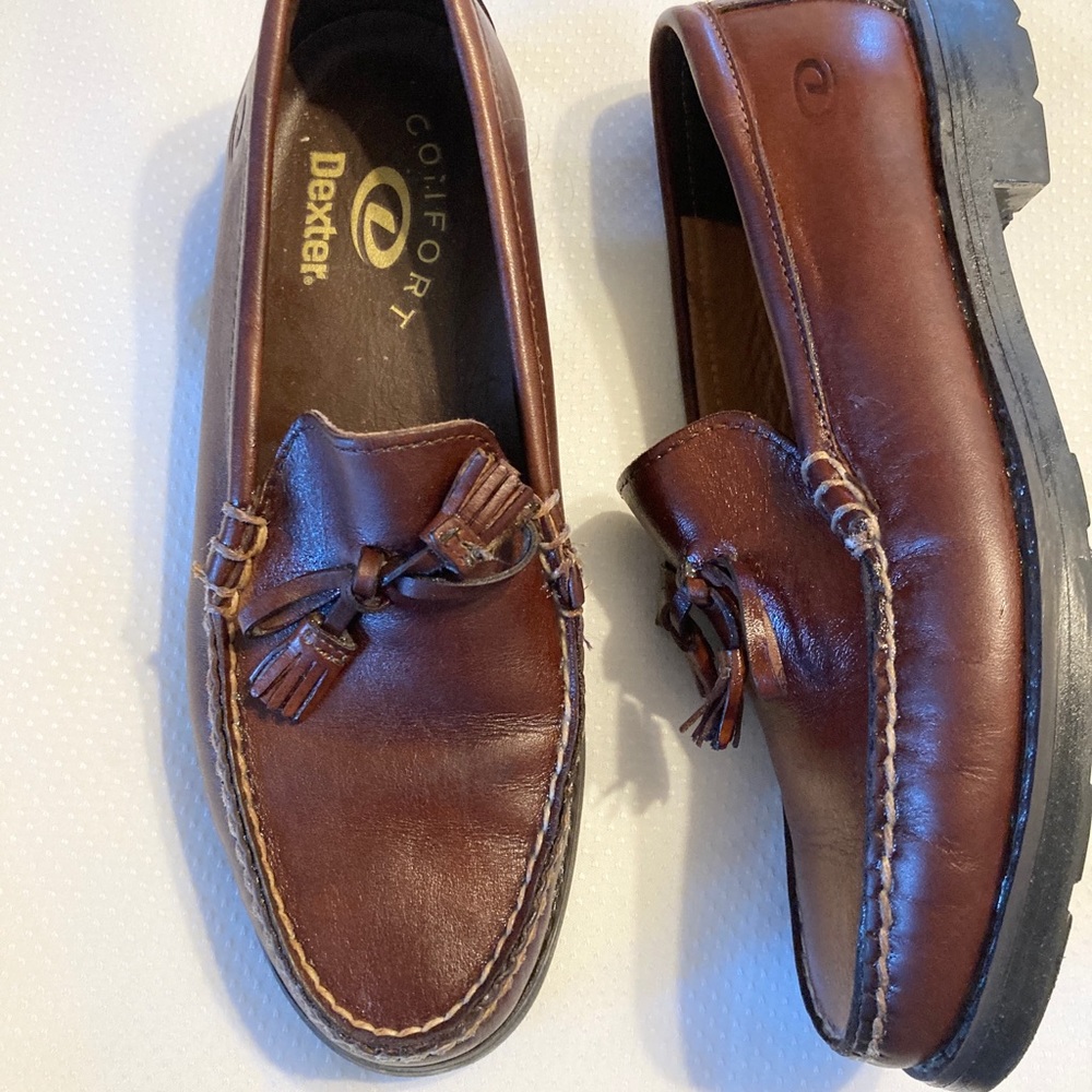 Dexter brown leather comfort tassel loafers size 8 N